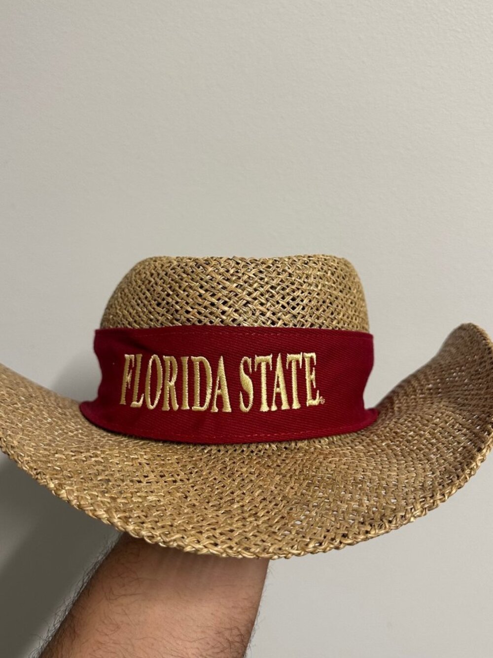 Vintage FSU Florida State Seminoles Noles Straw Wicker Hat